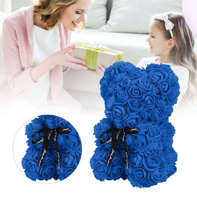 Unique Cute Bear Shape Simulation Artificial Rose Flower with Bowknot