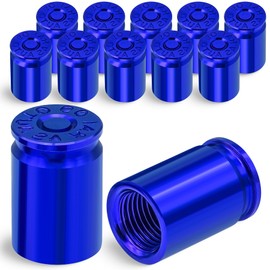MEAJOO 12PCS Bullet Shell Tire Valve Stem Caps, Aluminum Alloy Car Air Stem Cap, Universal Dustproof Tire Valve Stem Covers for Cars, SUV, Trucks, Bikes, Motorcycles, Bicycles (Blue)