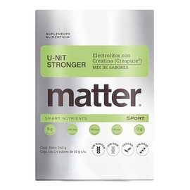 Matter U-nit Stronger, Electrolitos Sin Azucar Premium con Creatina Creapure®, Polvo para Mezclar, Hidratación y Rendimiento para Pre Entreno y Entren