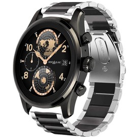 Lamshaw Summit 3 Band, Quick Release Stainless Steel Metal Replacement Straps Compatible with Mont -blanc Summit 3 Smartwatch (Silver-Black)