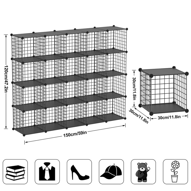 TUMUCUTE Wire Cube Storage Organizer, 20-Cube Metal Storage Shelves Bookshelf,