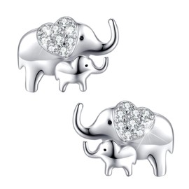 Elephant Earrings for Girl Women Earrings 925 Sterling Silver Lucky Elephants Earrings, Christmas Birthday Gifts for Mother Daughter
