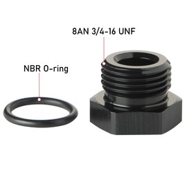 Podavelle 8AN -8 ORB O-ring Seal Boss Port Plug Fitting Block Off Adapter Aluminum Black, Pack of 2