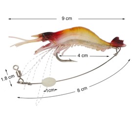 Goture Tri-Color Shrimp Lure Bait, Shrimp Worm, Soft Lure Set with Storage Case, 0.2 oz (6 g), 3.7 inches (9.5 cm), Perfect for Night Fishing, River Fishing, Sea Fishing, Fishing and Exploration