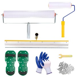 WAEPE Professional Self-Levelling Cement Tool Kit - Self Leveling Tools with 22" Stainless Steel Rake, 2 Spike Roller, Spike Shoes & Gloves for Concrete/Epoxy Floor Leveling