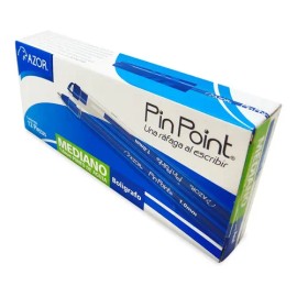 Bolígrafo Punto Mediano Stick Caja C/12 Pzas. Pin Point Azor Color Del Exterior Transparente Color De La Tinta Negro