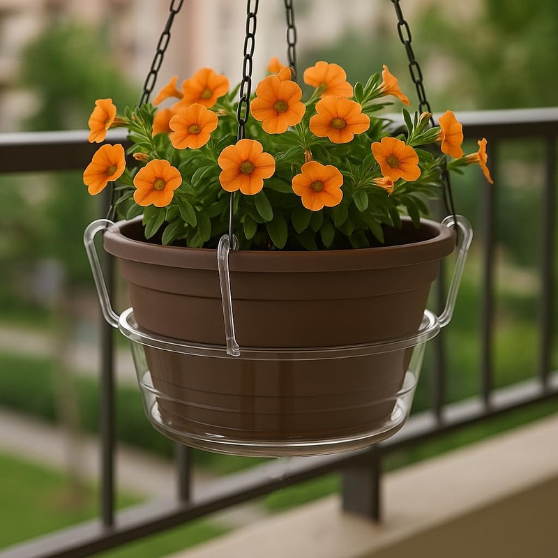 Curtis Wagner Plastics Hanging Basket Drip Pans (5-Pack) | Clear,