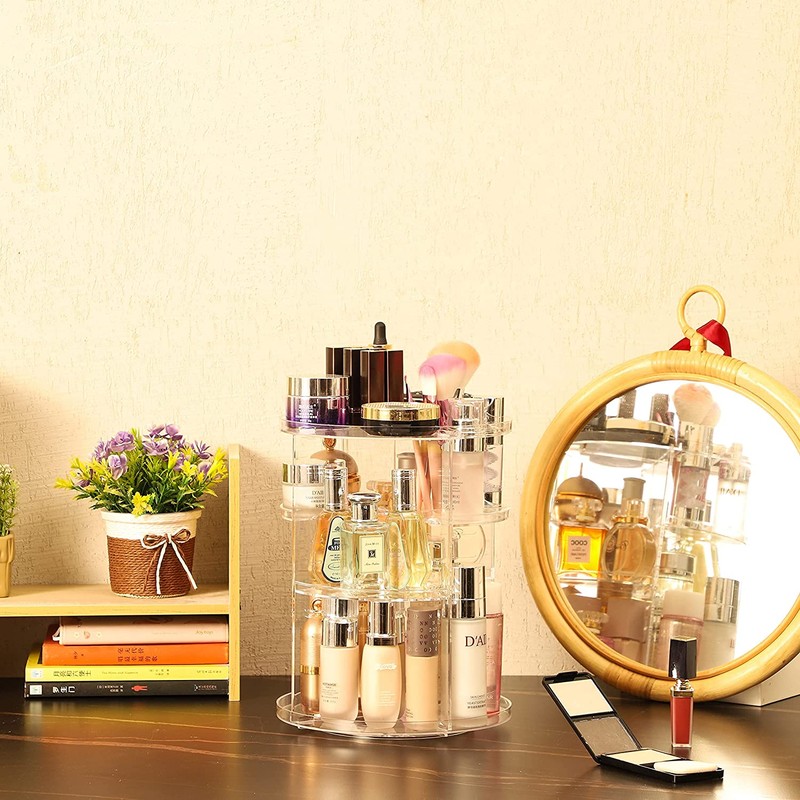 Cq acrylic 360 Degree Rotating Makeup Organizer for Bathroom,4 Tier