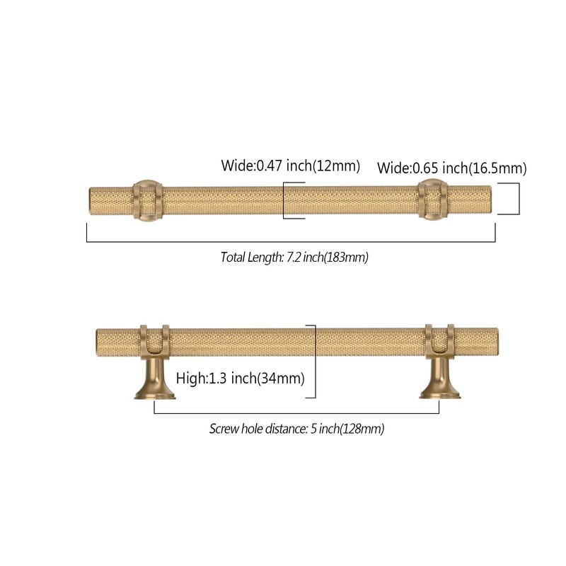 Asidrama 10 Pack 5 Inch(128mm) Knurled Champagne Bronze Kitchen Cabinet
