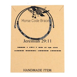 FEELMEM Christian Baptism Gift Jeremiah 29:11 Morse Code Bracelet Scripture Strength Gift Bible Verse Quote Jewelry (Jeremiah 29:11)