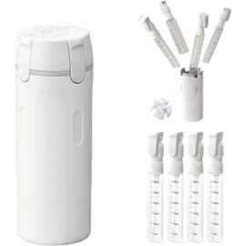 4 in 1 Travel Dispenser Bottle, Leak-Proof & Refillable Toiletry Containers with Scale Labels for Shampoo, Lotion, Cream Portable Travel Bottle Set (White)