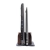 NIRVASH Walnut Wood Vertical Laptop Stand, Dual Slot Wooden Laptop