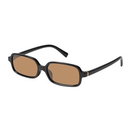 mosanana Retro 90s Rectangle Sunglasses for Women Rectangular Vintage Trendy Square 2025 Cool Cute Narrow Small Face Black Frame Brown Lens MS52479
