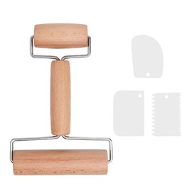 Osuter Rolling Pin Small, Wooden Rolling Pin, Small, Medium Rolling Pin with 2 Rollers for Effortless Rolling of Dough by Hand Pizza, Desserts and Dumpling Skins