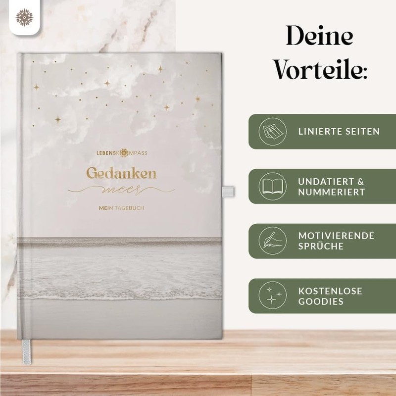 Lebenskompass® Gedankenmeer - Thought Diary "Peace" - Diary for Adults