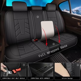 IKABEVEM Full Car Seat Covers Leather Car Seat Covers Fit for Toyota Camry 2002-2025 Waterproof and Anti Staining Auto Protector 2 Rows 5 Seats(Black)