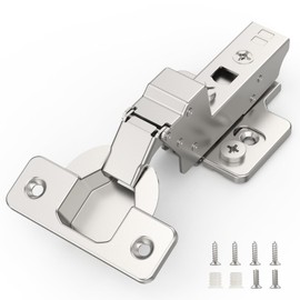 Chibery 10 Pack 120° Inset Frameless Soft Close Cabinet Hinge, Euro Concealed, 45mm, Easy Mounting Base, 3D Adjustable Clip-On Plate, Slow Shut, Crash Prevention Cupboard Heavy Door Replacement