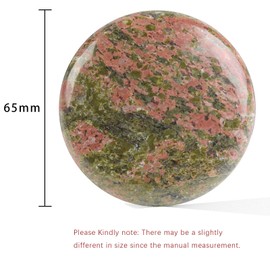 KYEYGWO Polished Round Crystal Massage Stones for Worry Stones, Healing Worry Stone, Gua Sha Gemstone, Facial Stone, Pocket Play Stone for Meditation, Spa, Stress Relief, Unakite