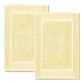 White Classic Luxury Bath Mat Floor Towel Set - 100% Cotton 22x34, 2 Pack Beige