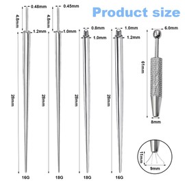NOPKESV Stainless Steel Piercing Taper Insertion Pin, Thread-Free Assistant Tool, Screw-On Curved Piercing Stretching Kit, Pack of 5
