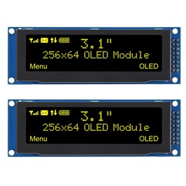 DWEII 2PCS 3.12 inch OLED Display 256x64 OLED LCD Display SSD1322 Module 16pin for Arduino (Yellow)