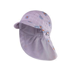 Sterntaler Peaked Cap with Neck Protection Flower for Girls - Baby Hat with UV Protection 30 - Cotton Sun Cap, lilac