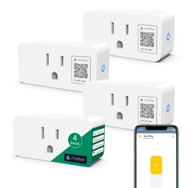 AMPAI Matter Over WiFi Smart Plug Mini, Compact Design, 10A/1200W Max, Super Easy Setup, Works with Apple HomeKit/Siri/Alexa/Google Home, 2.4G Wi-Fi Only, White (4Pack)