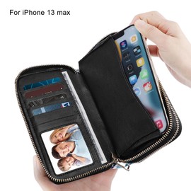 HAWEE Double Zipper Wallet for Woman Clutch Purse with Cell Phone Holder for Smart Phone/Card/Coin/Cash, Blue Check