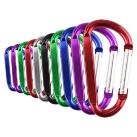 Temlum Pack of 10 Aluminium D Shape Carabiner Spring Carabiner Hook Keychain Carabiner for Camping Travel Hiking Key Chain Outdoor Accessories (4 cm)