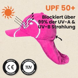iQ-UV Sun Hat for Children UPF 50+ Cap with Neck Protection - Lightweight Breathable UV Hat for Children - Water Sun Hat for Children with UV Protection 50 TÜV Tested Peaked Cap for Maximum Sun