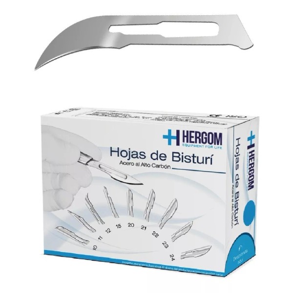 Hergom Hojas De Bisturí Acero De Alto Carbón Con 100pz