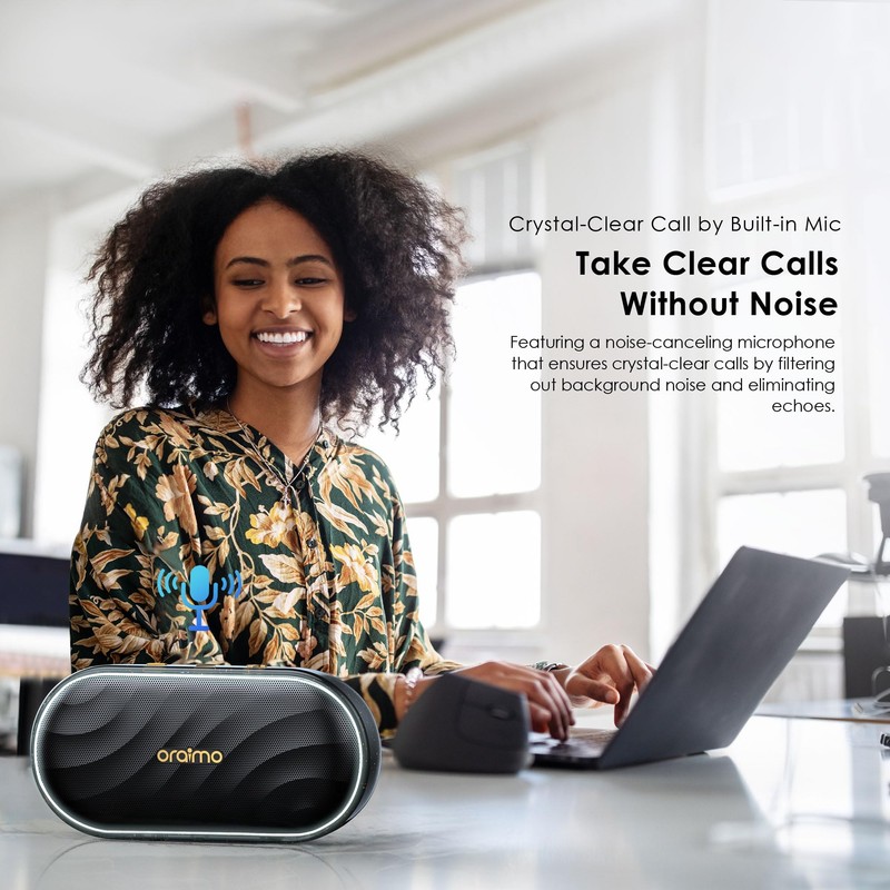 Oraimo SpaceBox Portable Bluetooth Speaker, Speaker Bluetooth Wireless with Light
