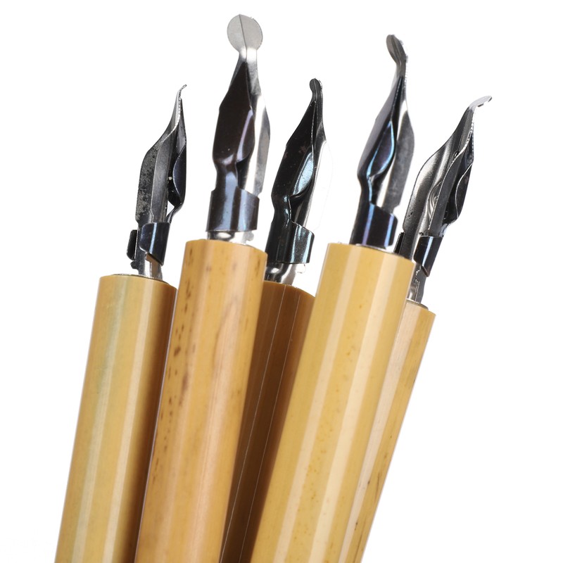 5Pcs Dip Pen Manga Calligraphy Boxed Vintage Bamboo Drawing Painting