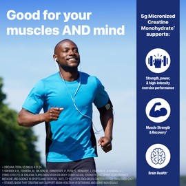 Orgain Creatine Monohydrate Micronized Powder, Unflavored, Supports Muscle Growth, Post Workout Recovery and Brain Health, No Artificial Additives, for Men & Women, 100 Servings