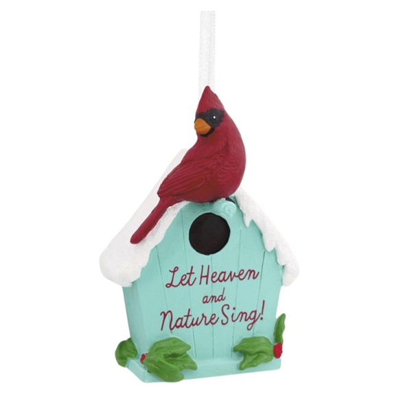 Let Heaven and Nature Sing Resin Cardinal Birdhouse Decor, 3.5
