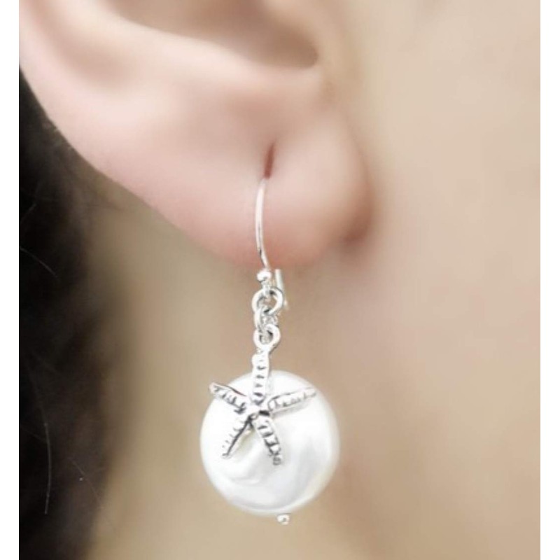 Starfish Earrings with Mother of Pearl - 925 Sterling Silver