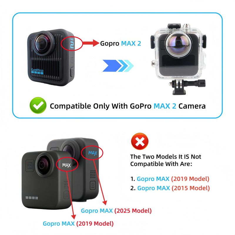 Waterproof Diving Case Only for Go Pro MAX2,Anti-Scratch & Deep