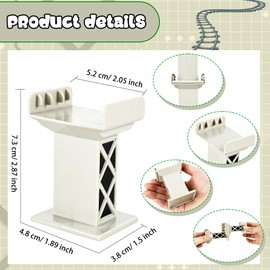12 Pcs Train Bridge Pier Level Wooden Train Bridges Support Train Bridge Track Riser Accessories Compatible with All Major Train Set, Grey