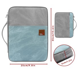 Lanola Travel Portfolio Water Resistant A4 Document Bag File Holder Passport Tablet Organizer for Office Pen Notebooks(Grey and Light Blue)