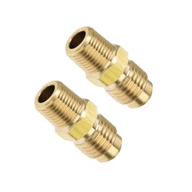 TA-VIGOR 2Pcs Hex Nipple Brass Pipe Fitting, 1/4 SAE Flare Male to 1/8 NPT Female Thread, Tubing Adapter Hose Connector for Air Conditioner Refrigeration
