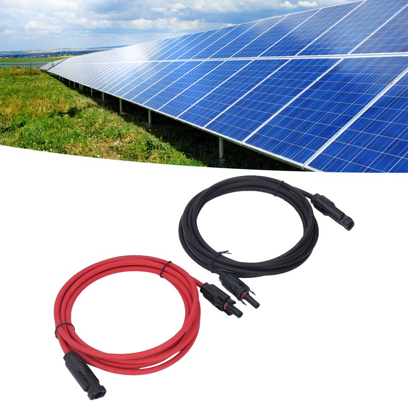 2pcs 12AWG 4mm² Solar Panel Extension Cable Black Red Solar
