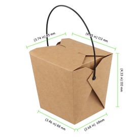 TAICHEUT 100 PCS 26 OZ Chinese Take Out Boxes, Kraft Take out Boxes With Handle Brown Chinese Food Containers Party Favor Boxes To Go for Restaurant, Bakery, Kitchen