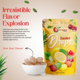 NY SPICE SHOP Root Beer Sanded Candy Drops - 2 Pound Old Fashioned Sanded Drops - Fresh Delicious Bulk Candy - Sanded Hard Candy - Tangy and Sweet Healthy Snacks