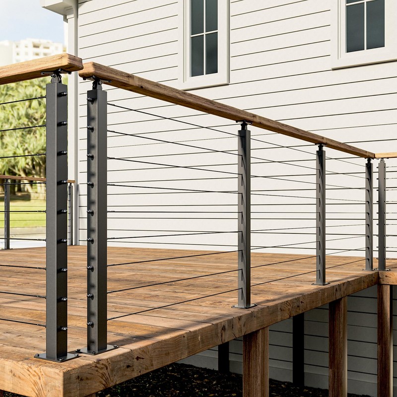 Deck Man 2 Pack Cable Railing Post Stainless Steel Adjustable