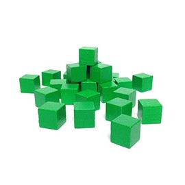Wooden Cube 10 x 10 x 10 mm Pack of 100 Green Varnished