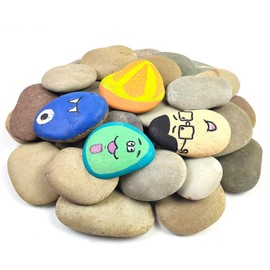 YISZM Large Rocks for Painting, 30PCS River Rocks for Painting, 3-4 Inches Flat Smooth Painting Stones for DIY Arts & Crafting