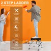 Mesjaedr Two Step Ladder, Folding Aluminum Step Stool with Wide