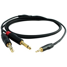 Digiflex HIN-1K-2P-6 6' Pro Splitter Cable to Connect iPads/iPhones to Consoles-Mini TRS to 2 x TS Plug