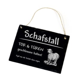 Sheep Slate Sign Engraved - Schafstall Tor & Türen geschlossen halten - Stable Sign Door Sign 22 x 16 cm | Dekolando, Grey