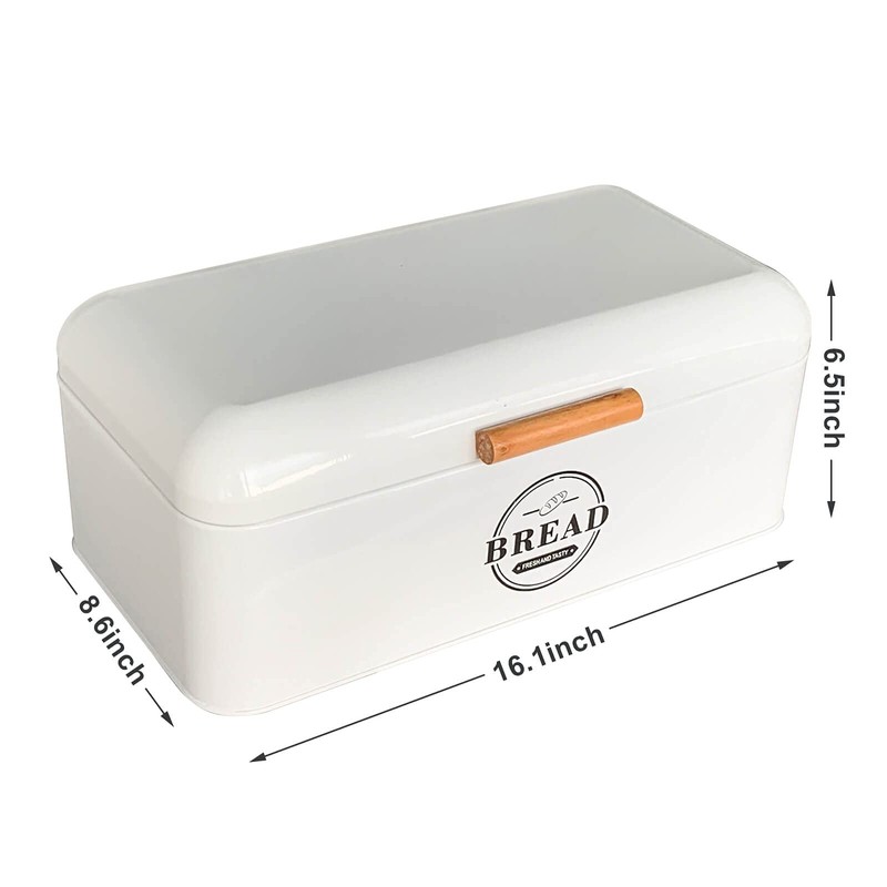 SOTECH Large White Bread Box with Lid,Farmhouse Bread Box in